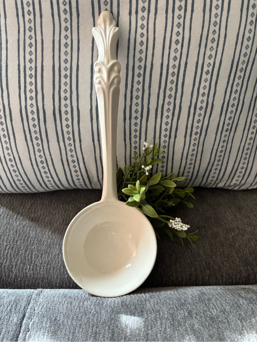Ironstone Serving Ladle in white - Decorative with its beautiful crazing